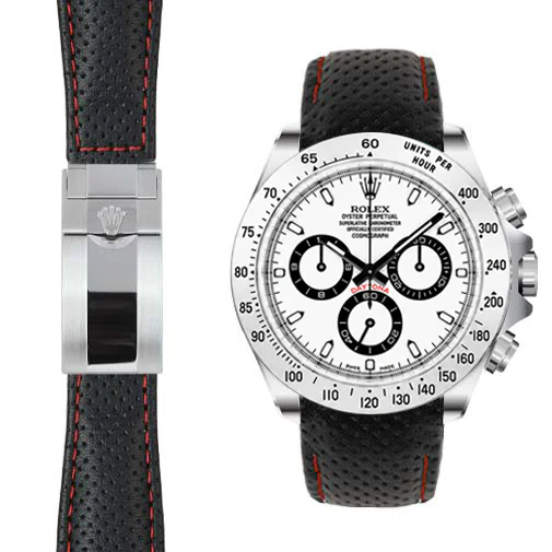 Curved End Leather Strap for Rolex Daytona Deployant - Image 3