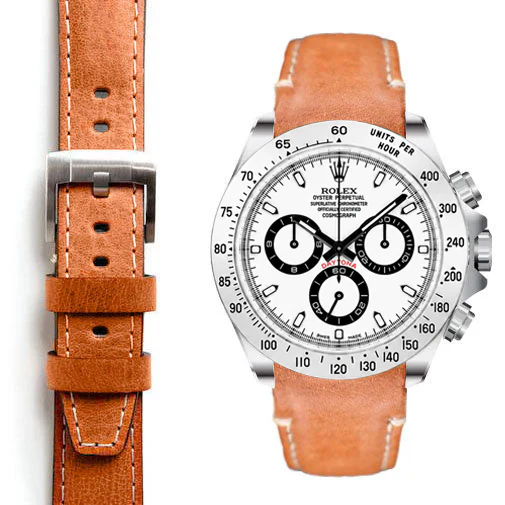 Curved End Leather Strap for Rolex Daytona with Tang Buckle - Image 6