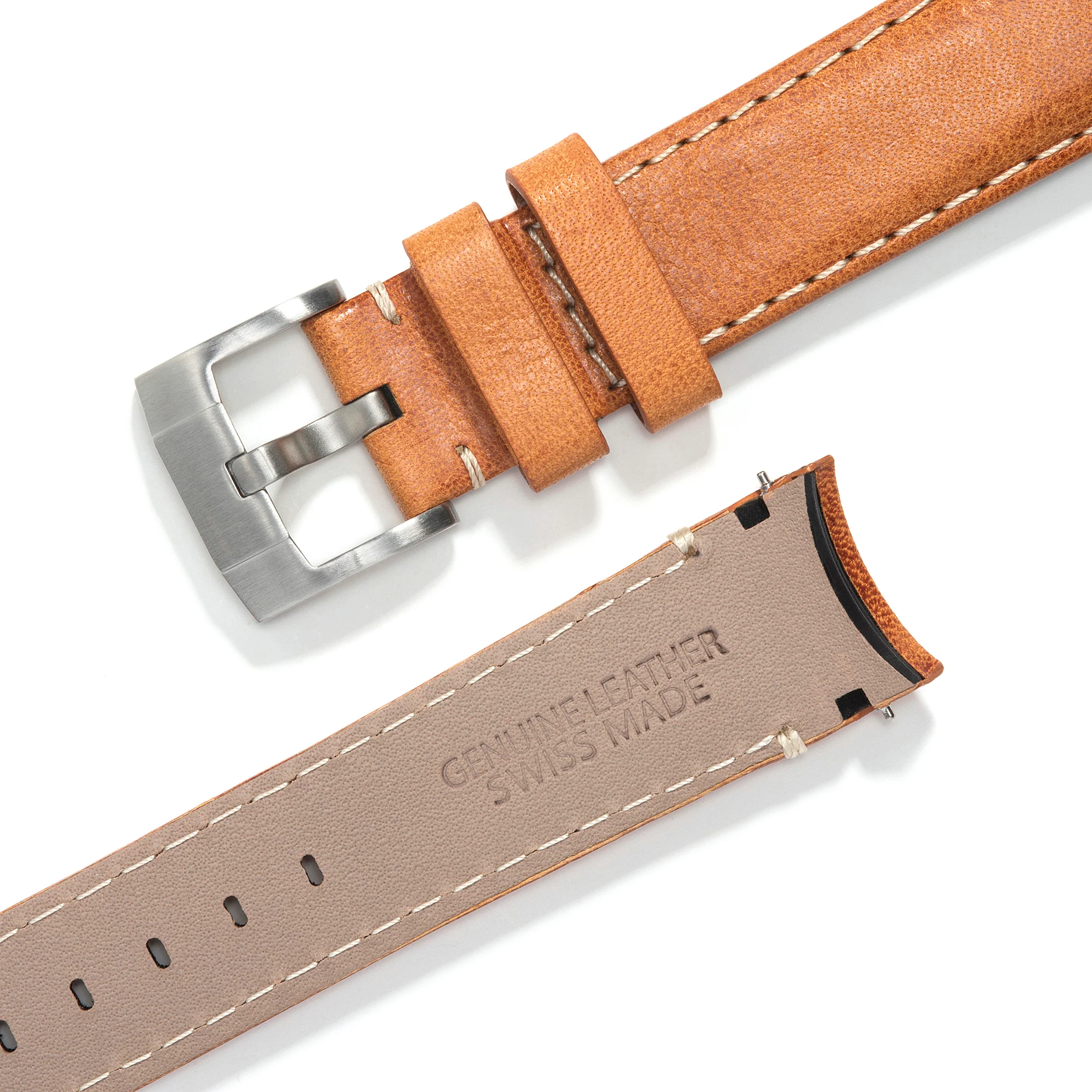 Curved End Leather Strap for Rolex Ceramic Daytona with Tang Buckle - Image 8