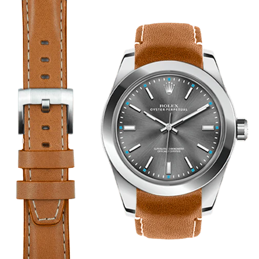 Curved End Leather for Rolex Oyster Perpetual 39mm with Tang Buckle - Image 6