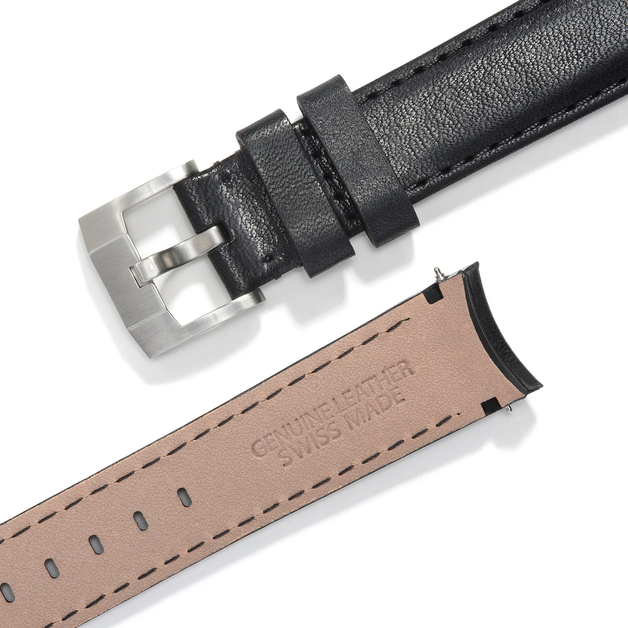Curved End Leather Strap for Rolex Submariner Ceramic with Tang Buckle - Image 3