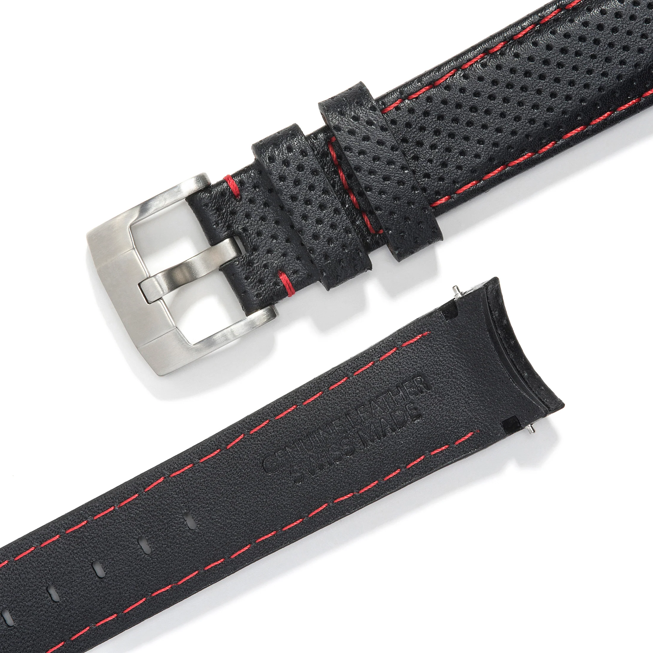 Curved End Racing Leather Strap for Rolex Ceramic Daytona with Tang Buckle - Image 3