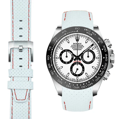 Curved End Racing Leather Strap for Rolex Ceramic Daytona with Tang Buckle - Image 6