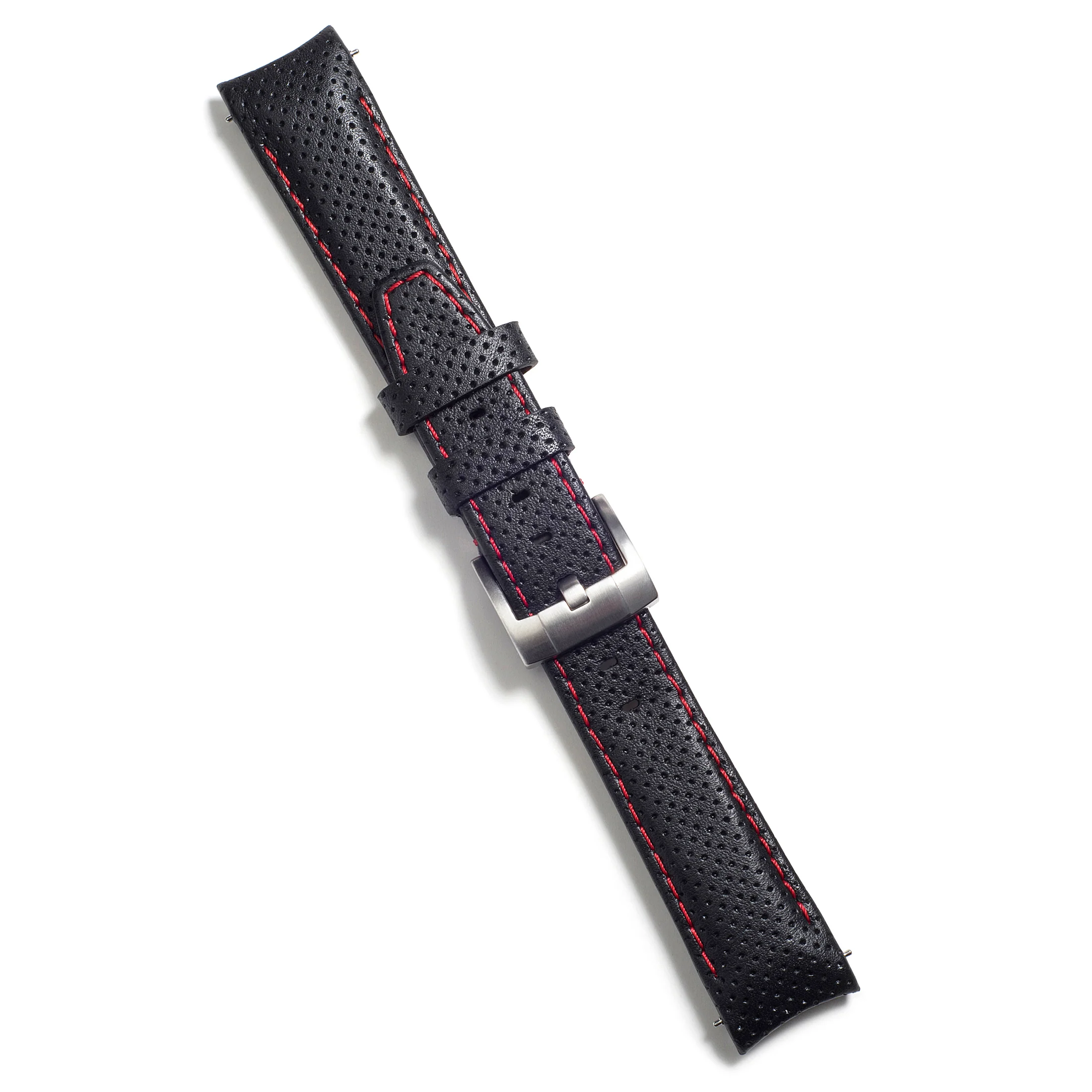 Curved End Racing Leather Strap for Rolex GMT Master II Ceramic with Tang Buckle - Image 4