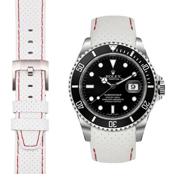 Curved End Racing Leather Strap for Rolex Submariner with Tang Buckle - Image 5