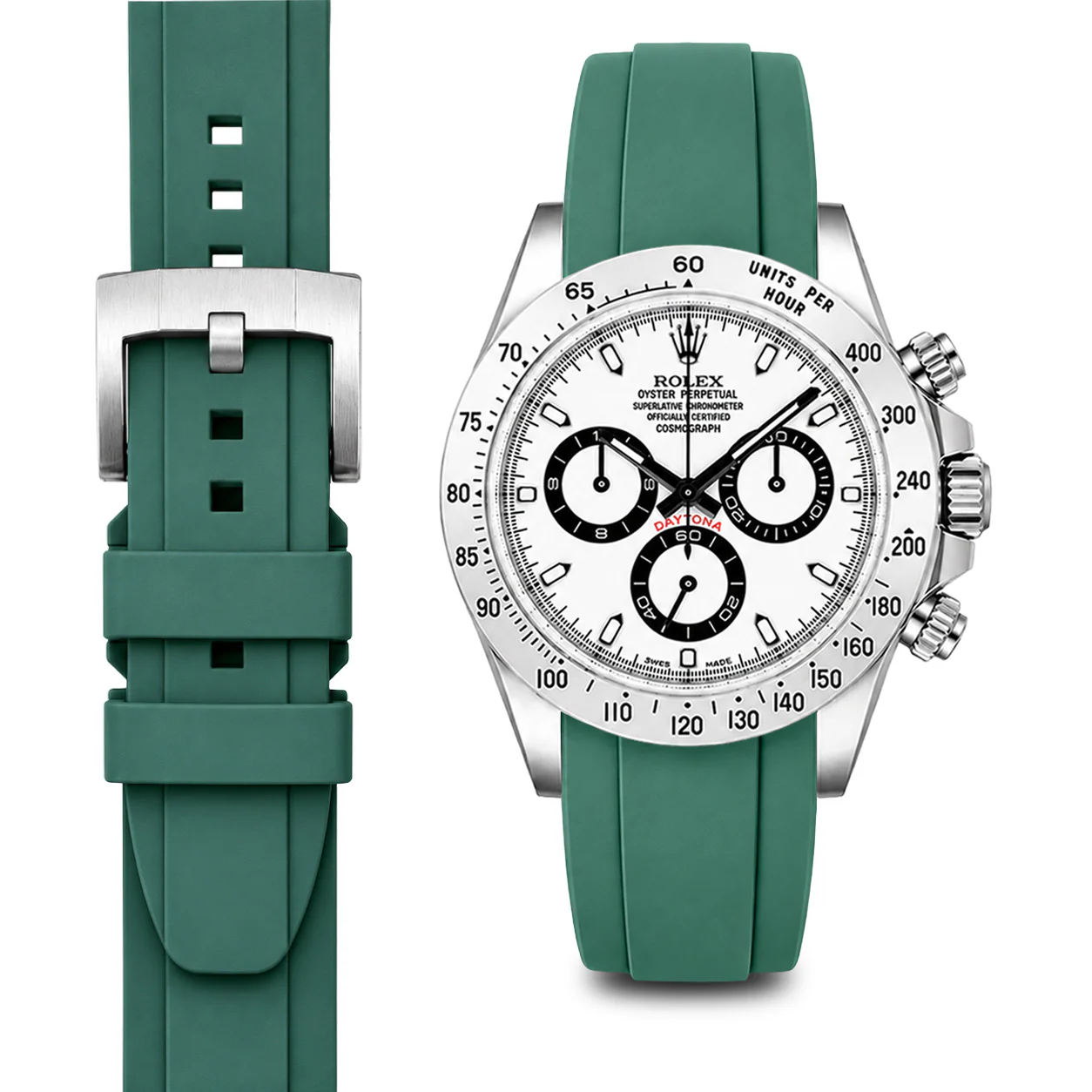 Curved End Rubber Strap for Rolex Daytona with Tang Buckle - Image 27