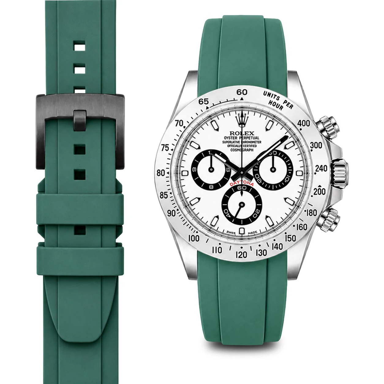 Curved End Rubber Strap for Rolex Daytona with Tang Buckle - Image 31