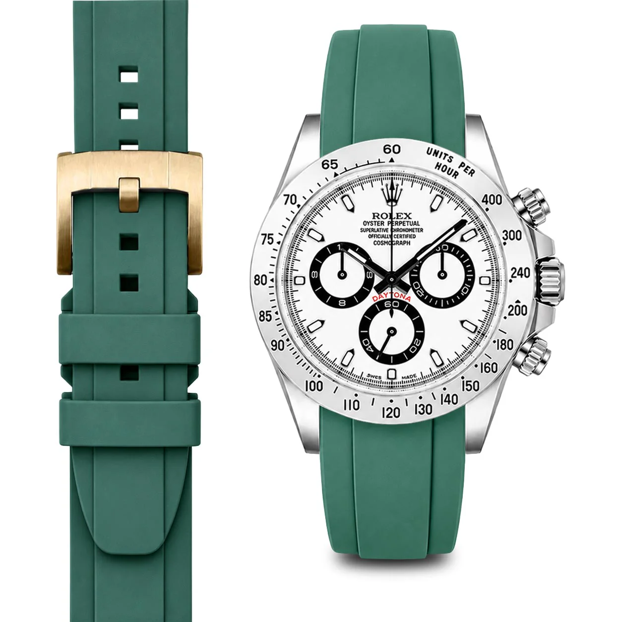 Curved End Rubber Strap for Rolex Daytona with Tang Buckle - Image 35
