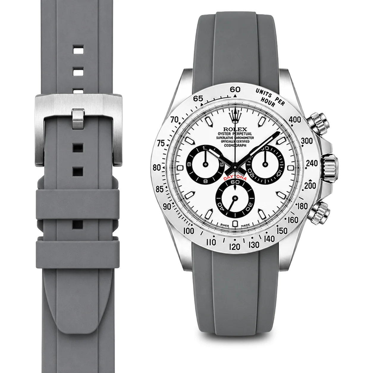 Curved End Rubber Strap for Rolex Daytona with Tang Buckle - Image 39