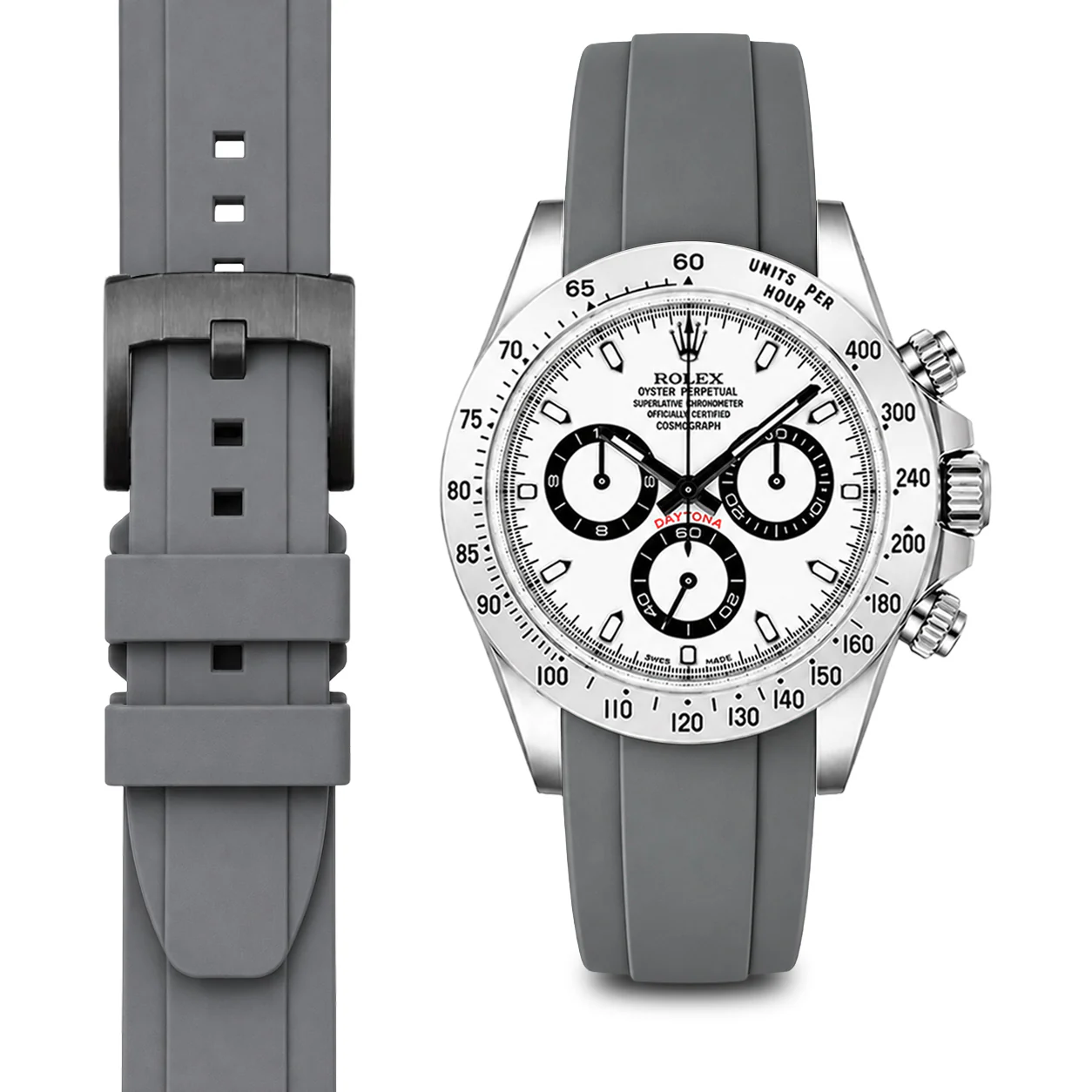 Curved End Rubber Strap for Rolex Daytona with Tang Buckle - Image 44
