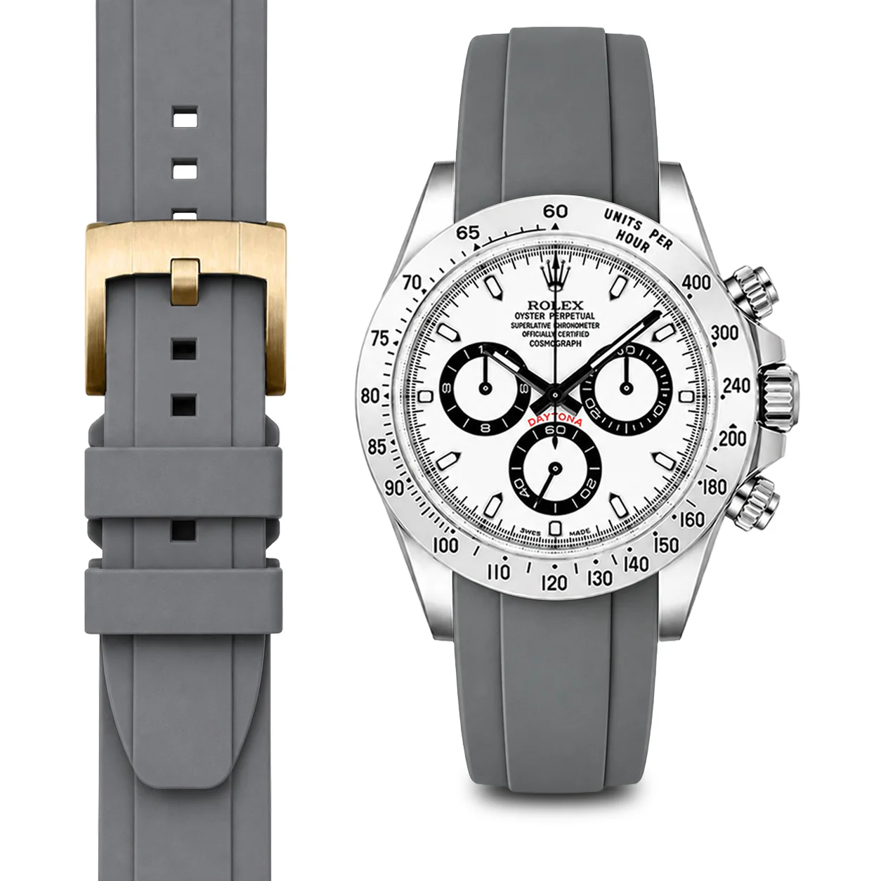 Curved End Rubber Strap for Rolex Daytona with Tang Buckle - Image 49
