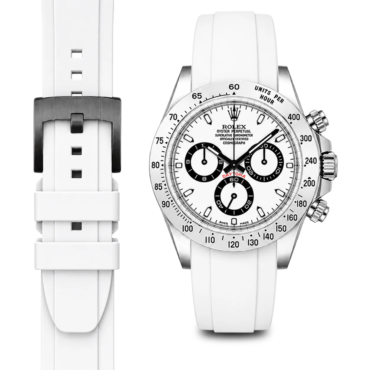 Curved End Rubber Strap for Rolex Daytona with Tang Buckle - Image 73