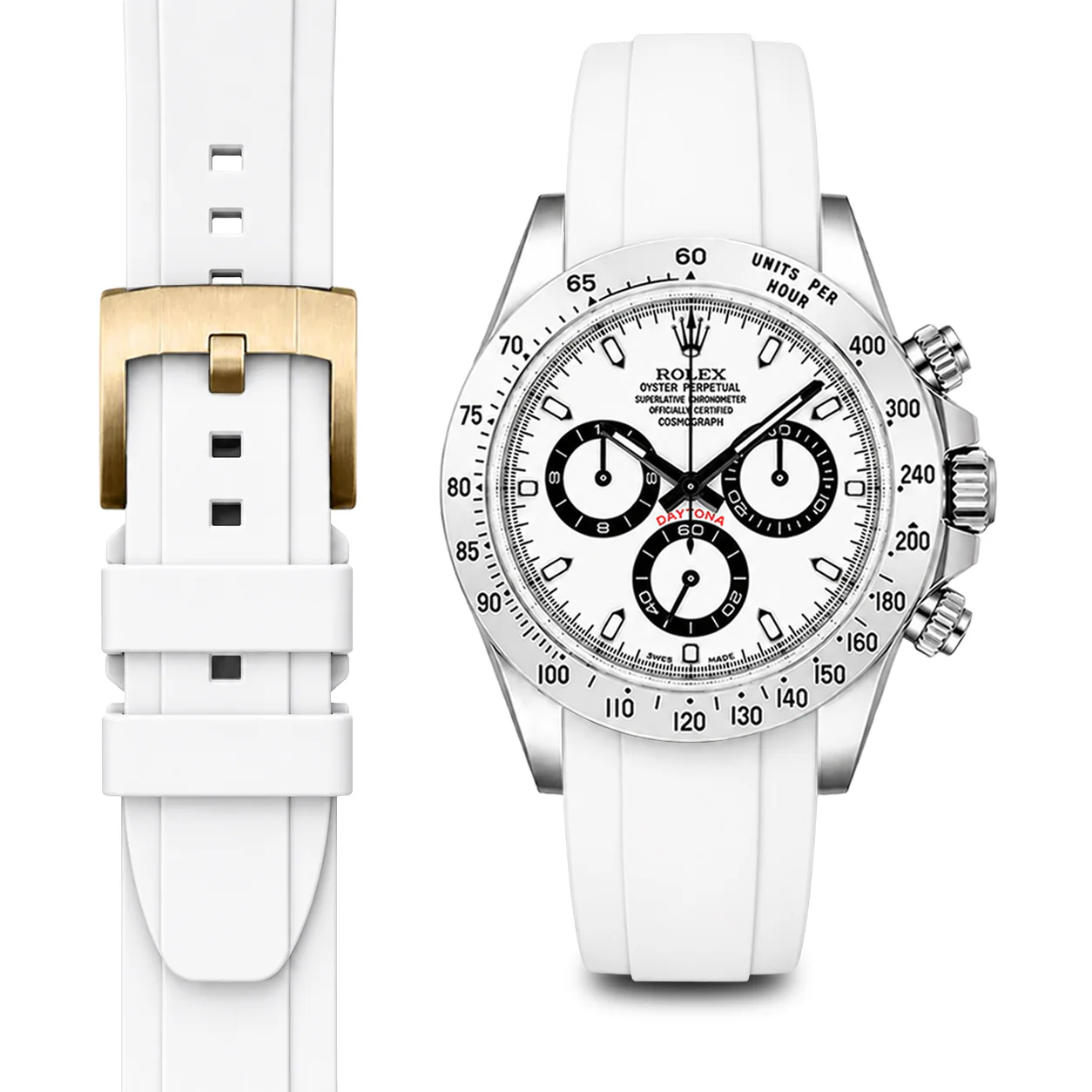 Curved End Rubber Strap for Rolex Daytona with Tang Buckle - Image 79