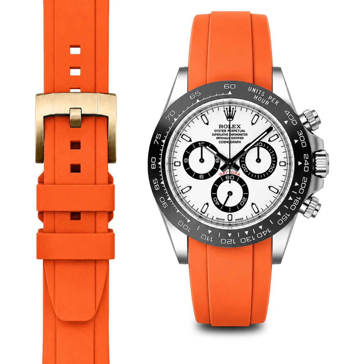 Curved End Rubber Strap for Rolex Ceramic Daytona with Tang Buckle - Image 60