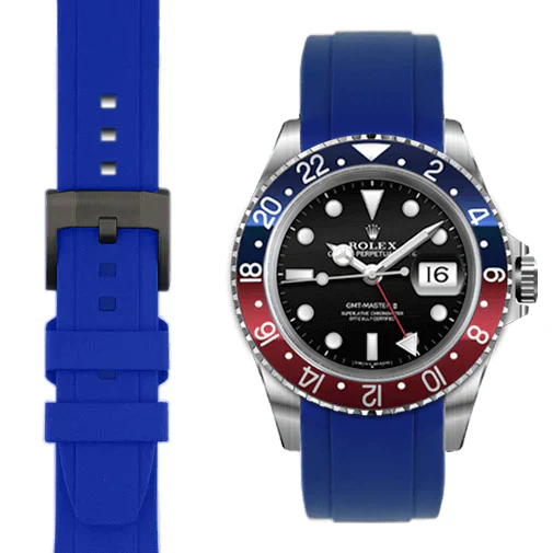 CURVED END RUBBER STRAP FOR ROLEX GMT MASTER I & II WITH TANG BUCKLE - Image 19