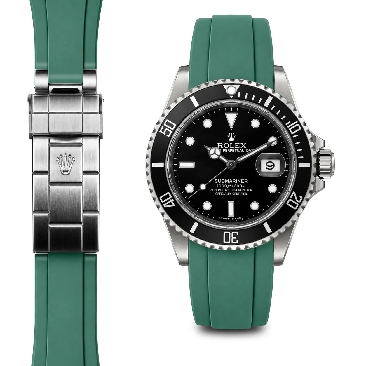Curved End Rubber Strap for Rolex Submariner Deployant - Image 3