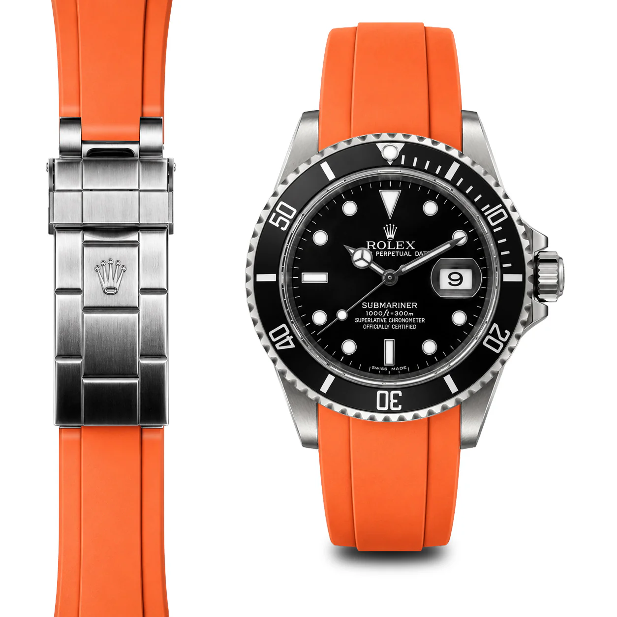 Curved End Rubber Strap for Rolex Submariner Deployant - Image 4