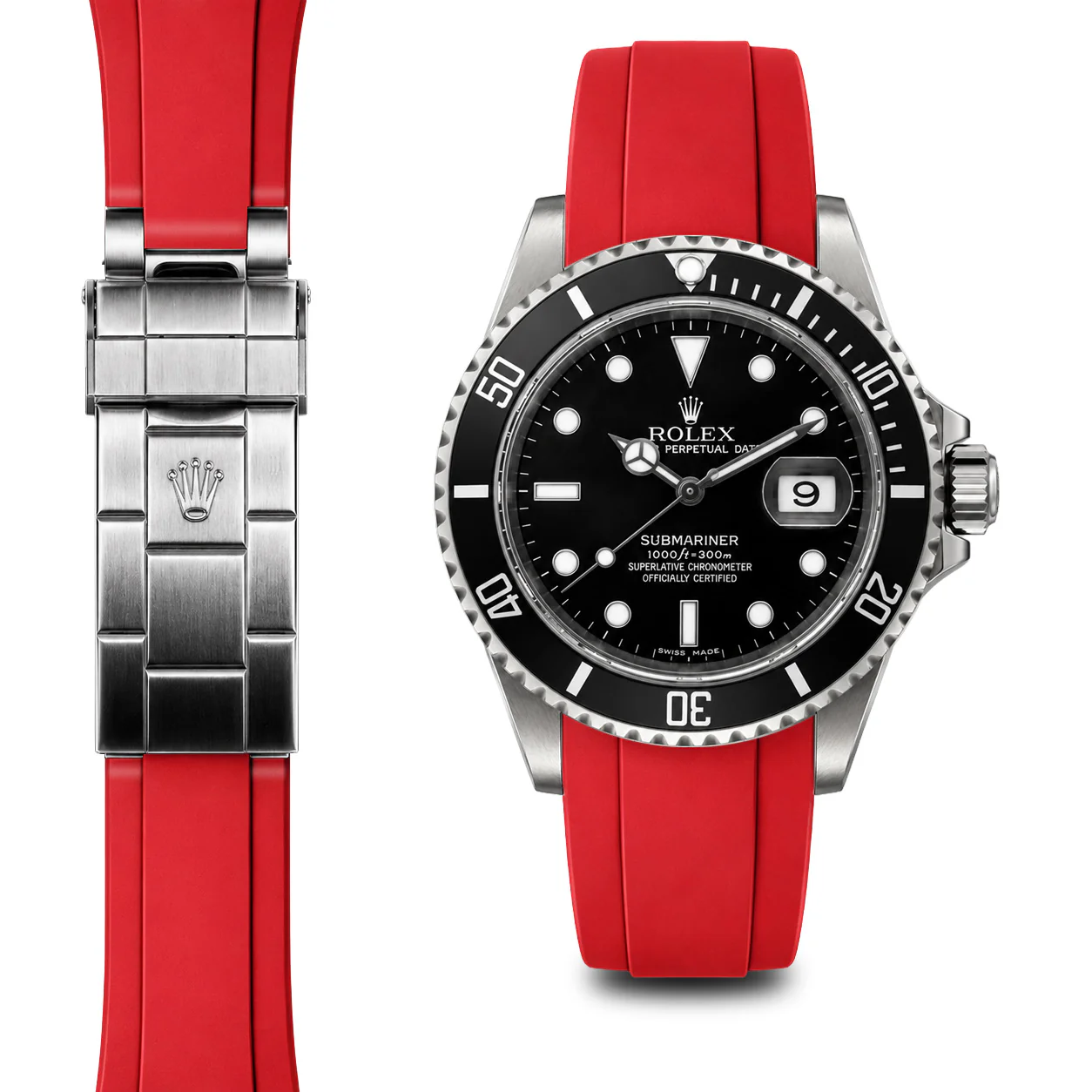 Curved End Rubber Strap for Rolex Submariner Deployant - Image 5