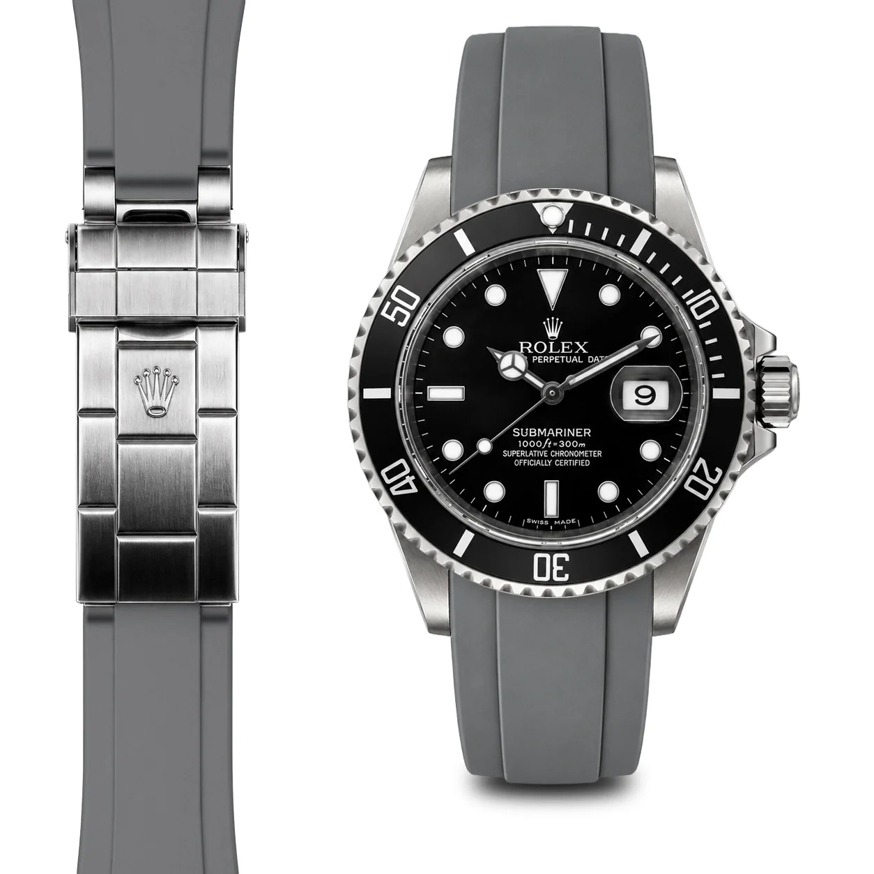 Curved End Rubber Strap for Rolex Submariner Deployant - Image 7