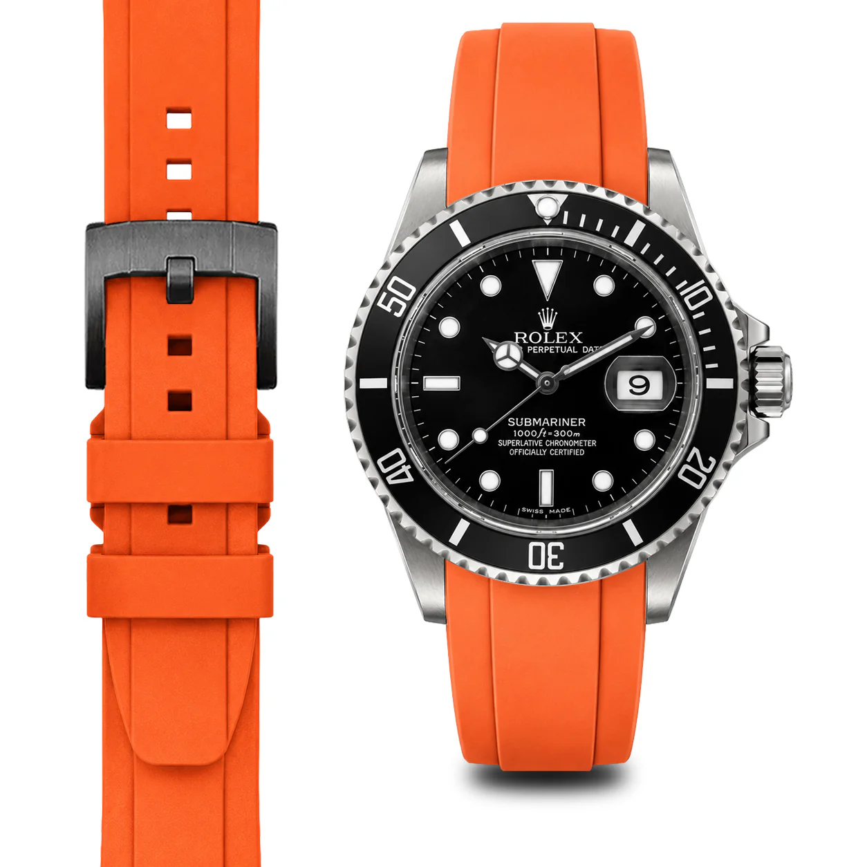 Curved End Rubber Strap for Rolex Submariner with Tang Buckle - Image 62