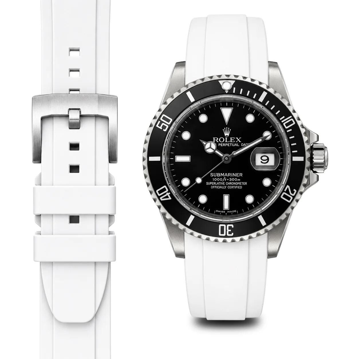 Curved End Rubber Strap for Rolex Submariner with Tang Buckle - Image 71