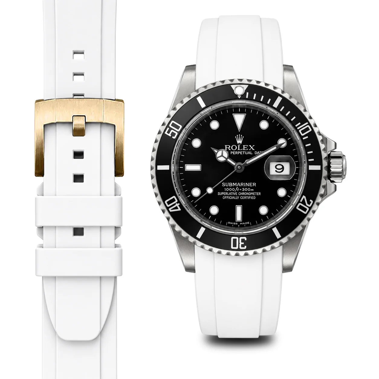 Curved End Rubber Strap for Rolex Submariner with Tang Buckle - Image 82