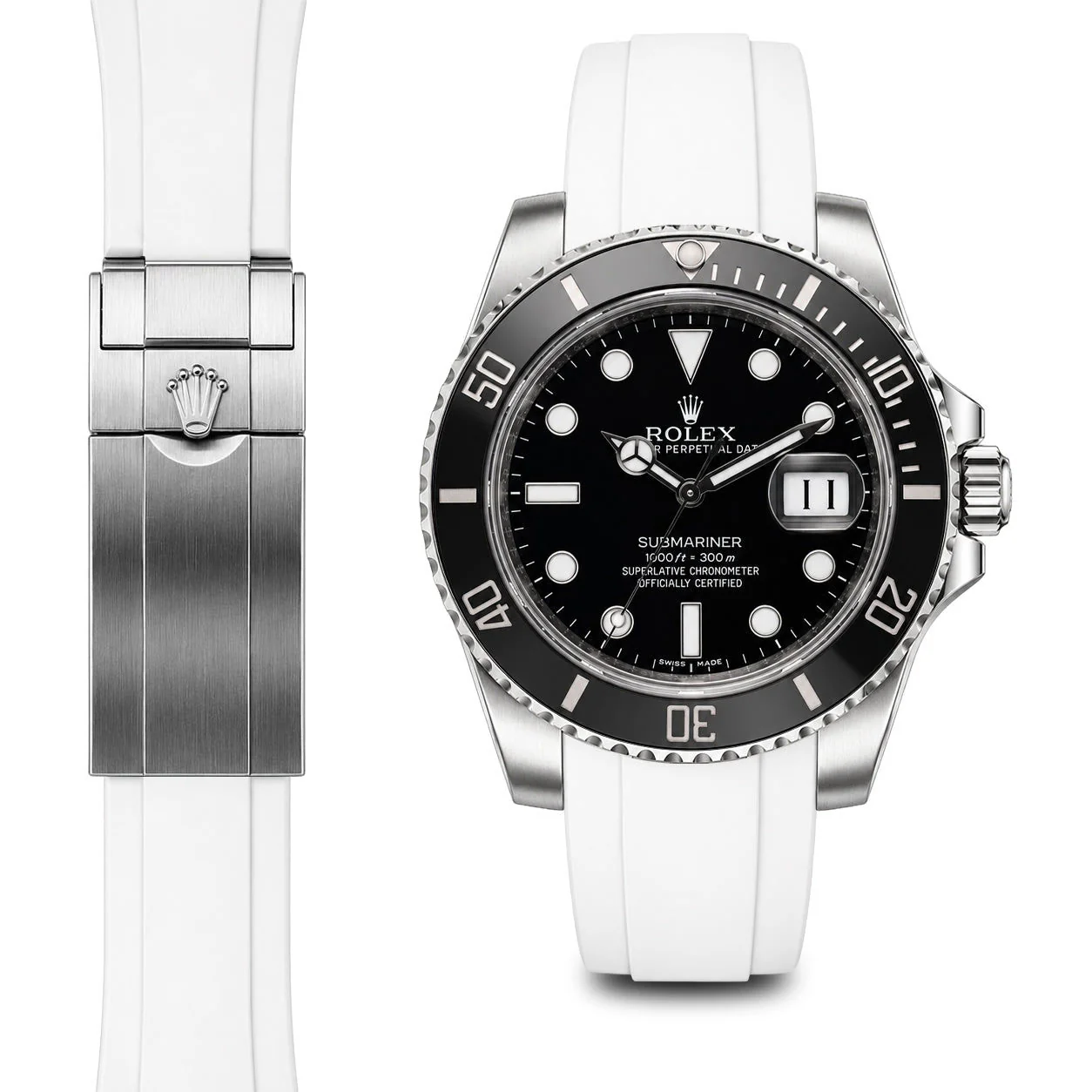 Curved End Rubber Strap for Rolex Submariner Ceramic Deployant - Image 6