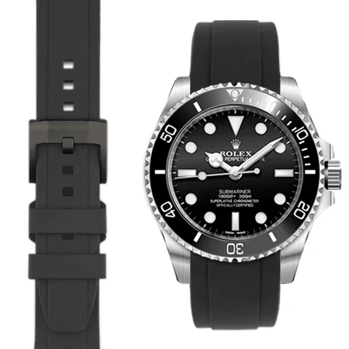 Curved End Rubber Strap with Tang Buckle for Rolex Sub Ceramic No-Date - Image 6