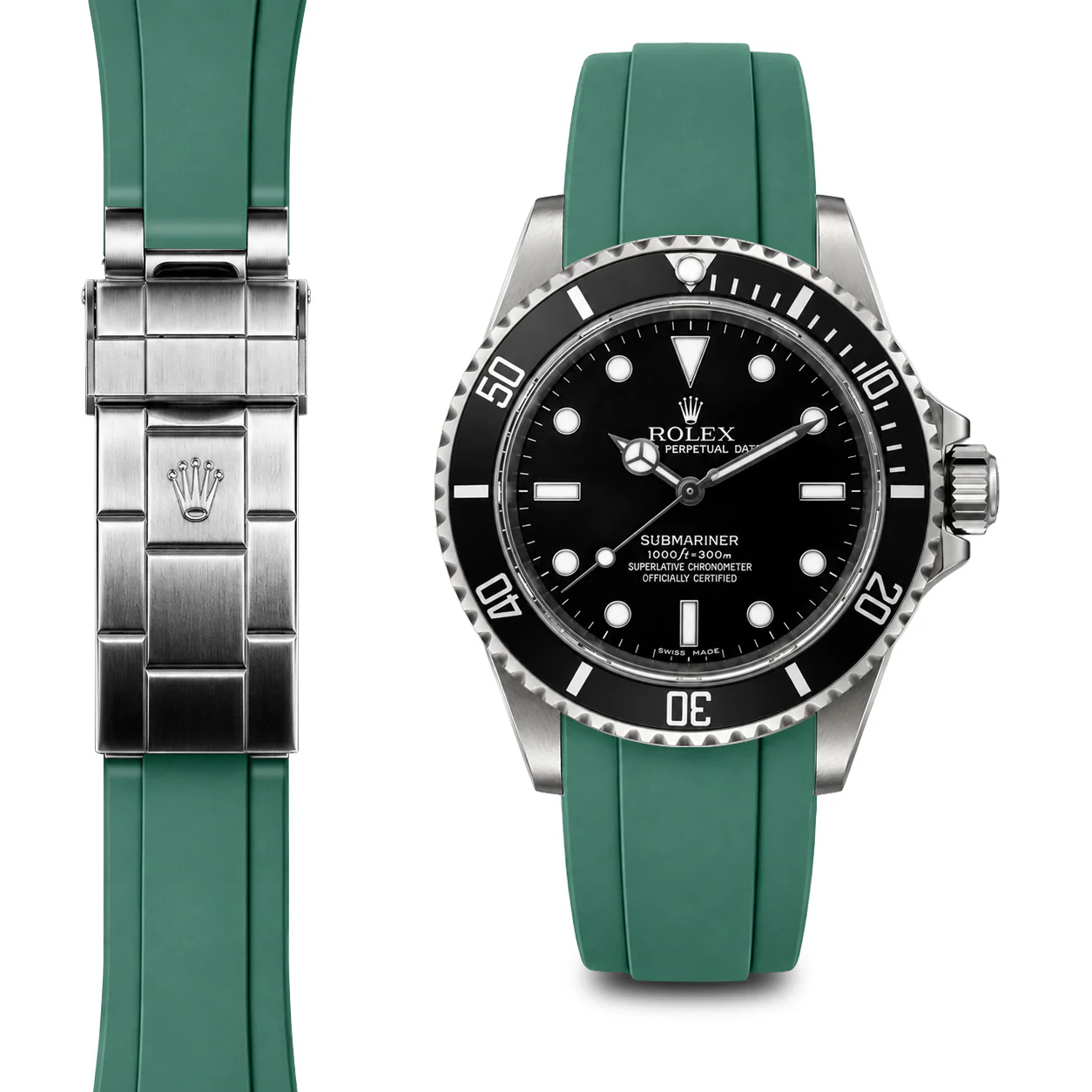 Curved End Rubber Strap for Rolex Submariner No-Date Deployant - Image 3