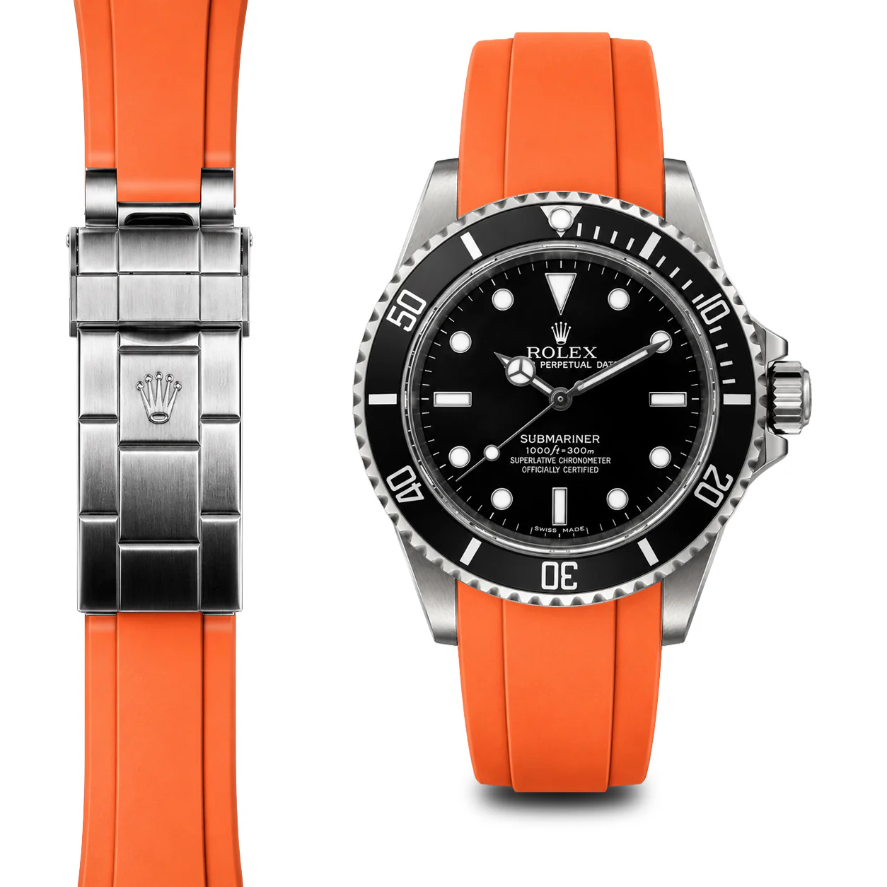 Curved End Rubber Strap for Rolex Submariner No-Date Deployant - Image 4