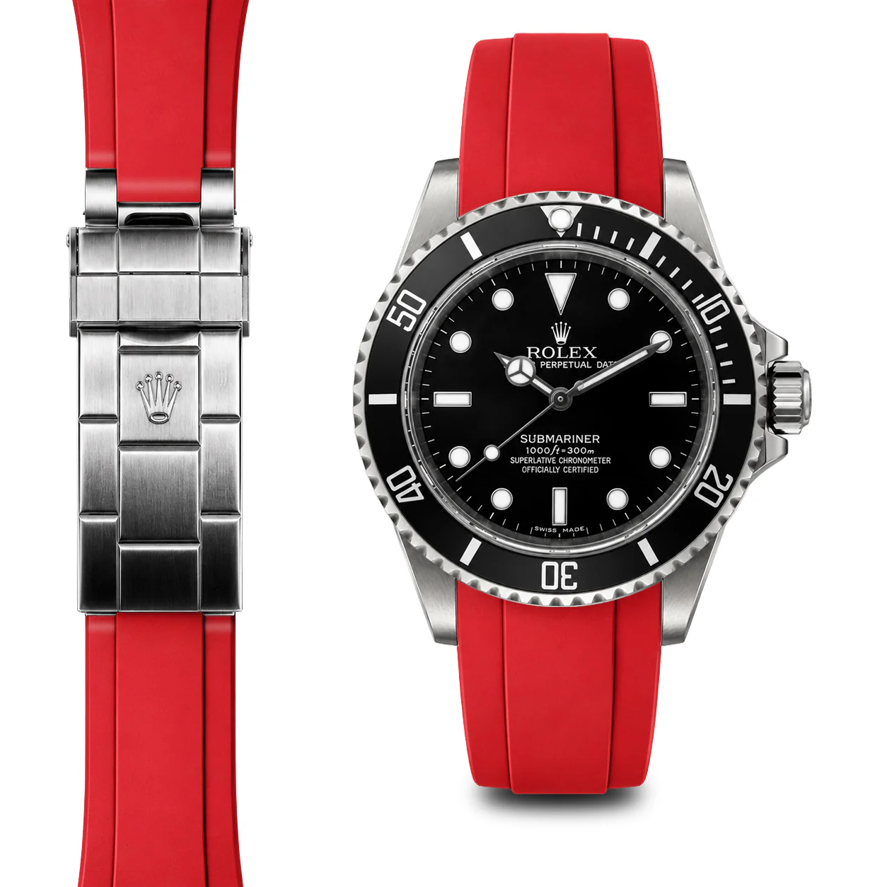 Curved End Rubber Strap for Rolex Submariner No-Date Deployant - Image 5