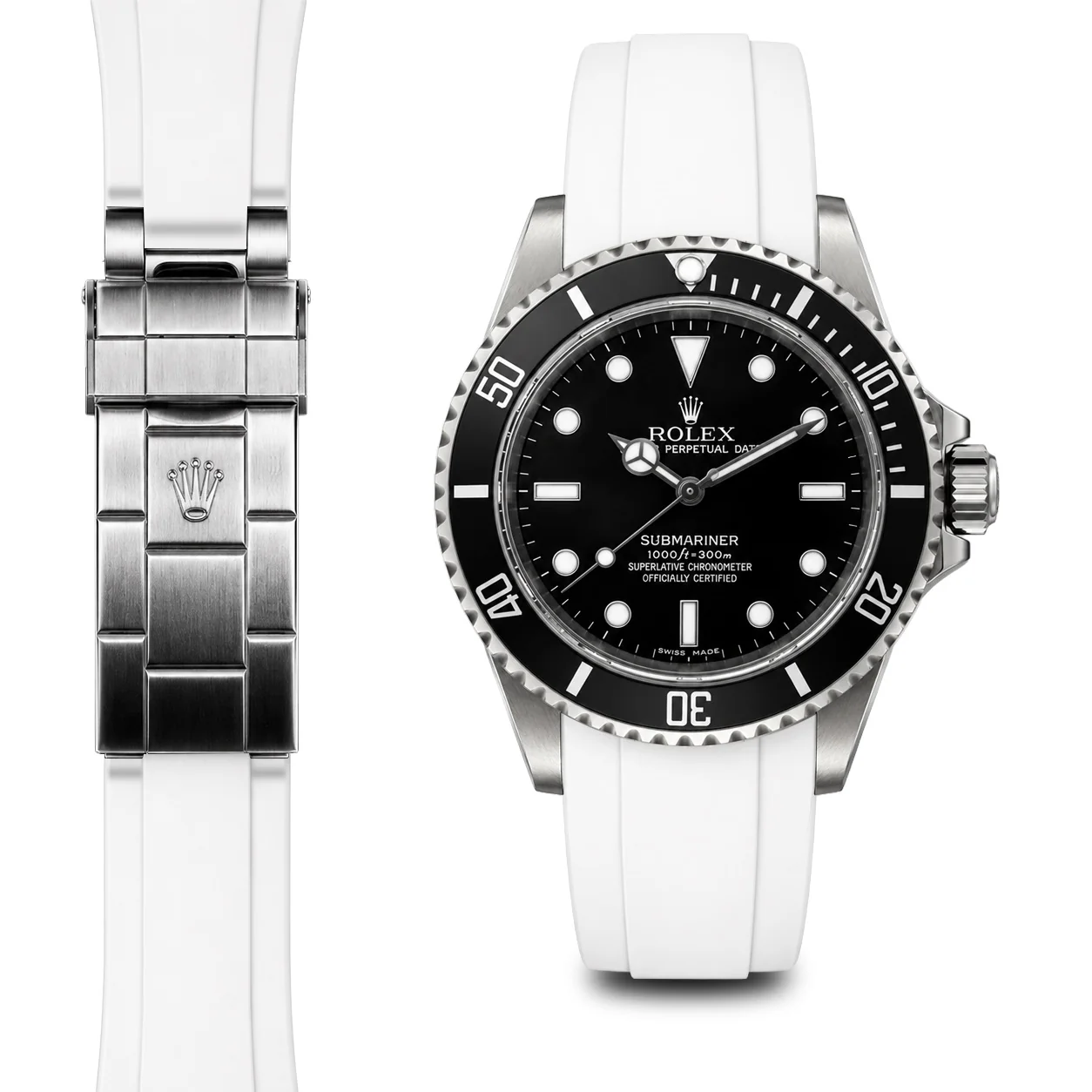 Curved End Rubber Strap for Rolex Submariner No-Date Deployant - Image 6