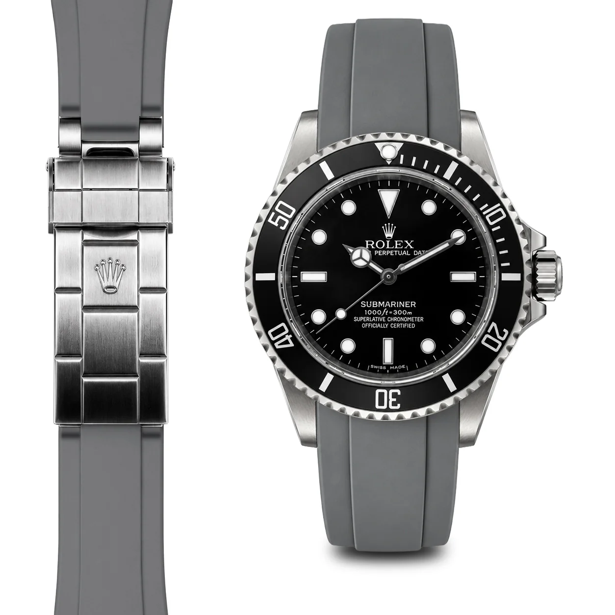 Curved End Rubber Strap for Rolex Submariner No-Date Deployant - Image 7