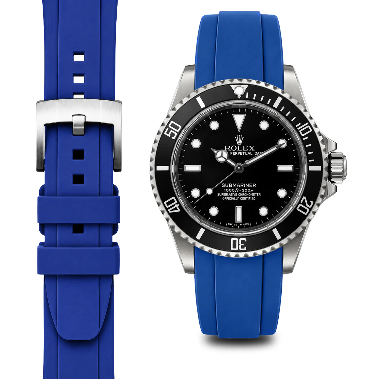 Curved End Rubber Strap for Rolex Submariner No-Date with Tang Buckle - Image 15