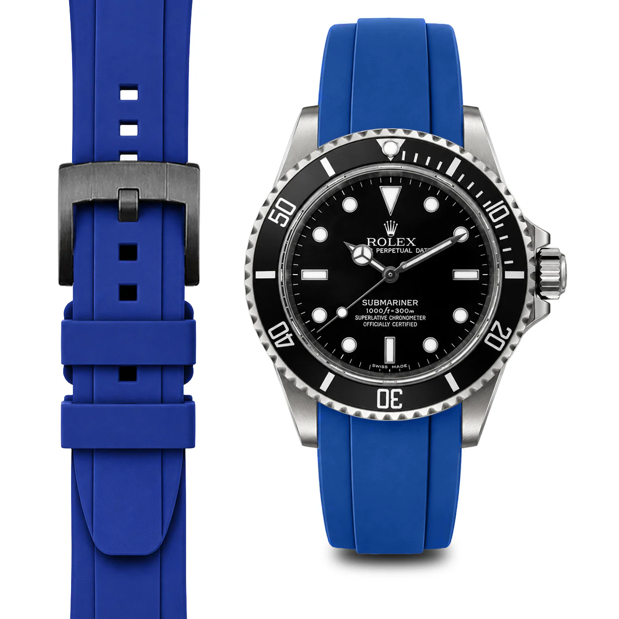 Curved End Rubber Strap for Rolex Submariner No-Date with Tang Buckle - Image 19