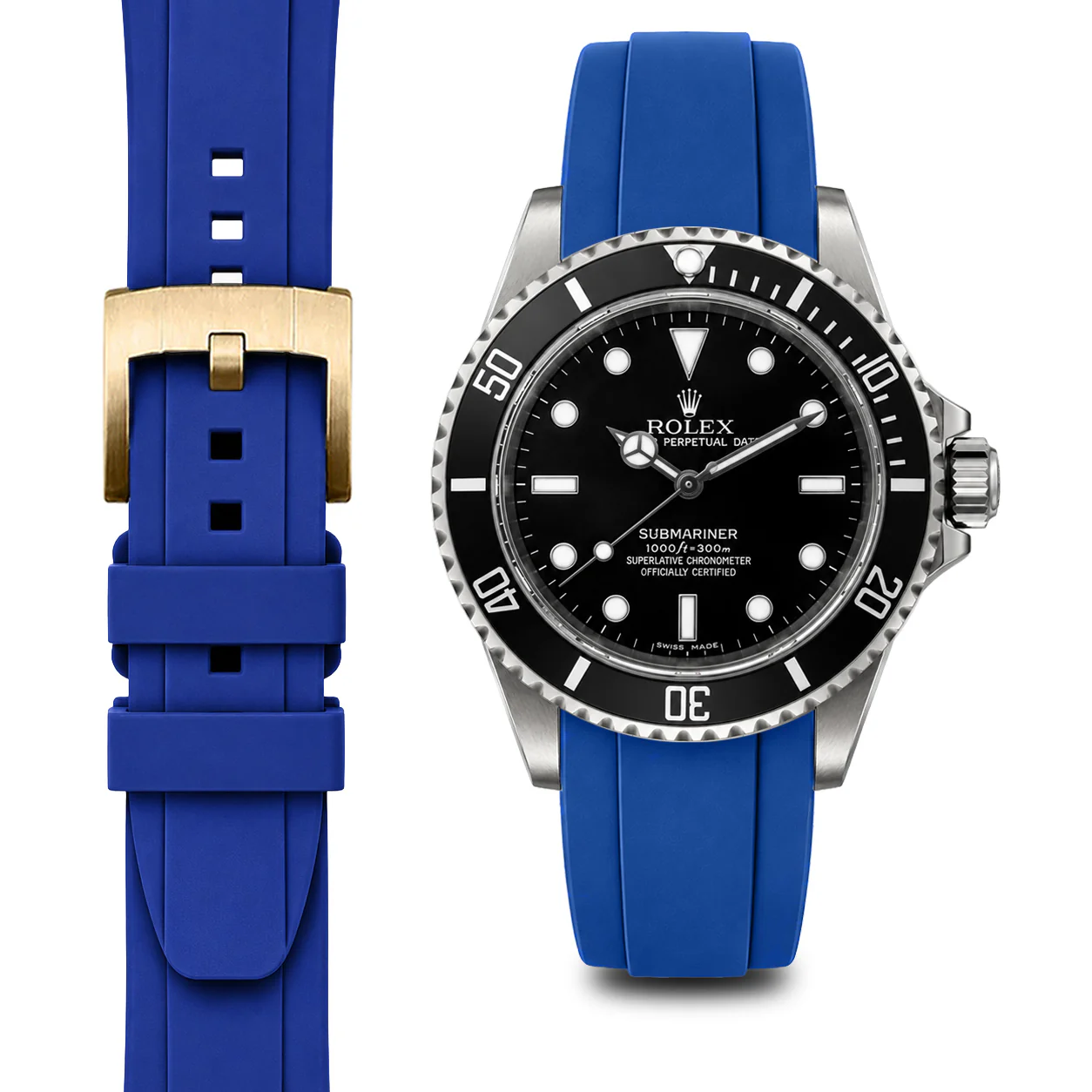 Curved End Rubber Strap for Rolex Submariner No-Date with Tang Buckle - Image 24