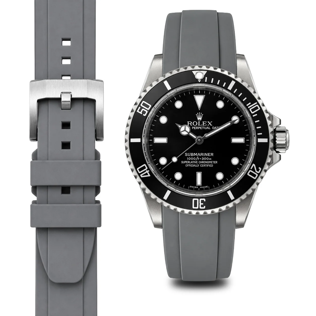 Curved End Rubber Strap for Rolex Submariner No-Date with Tang Buckle - Image 28