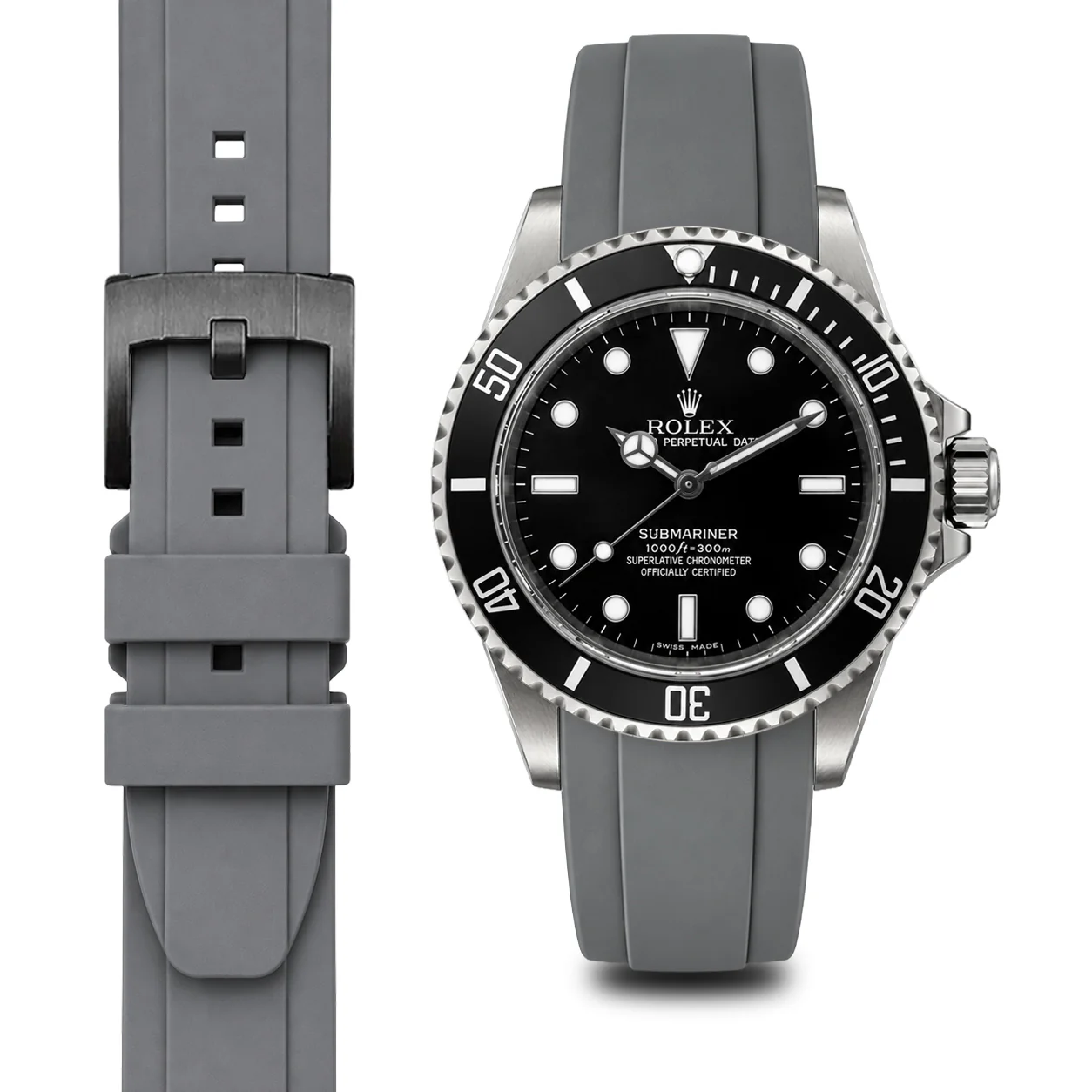 Curved End Rubber Strap for Rolex Submariner No-Date with Tang Buckle - Image 33