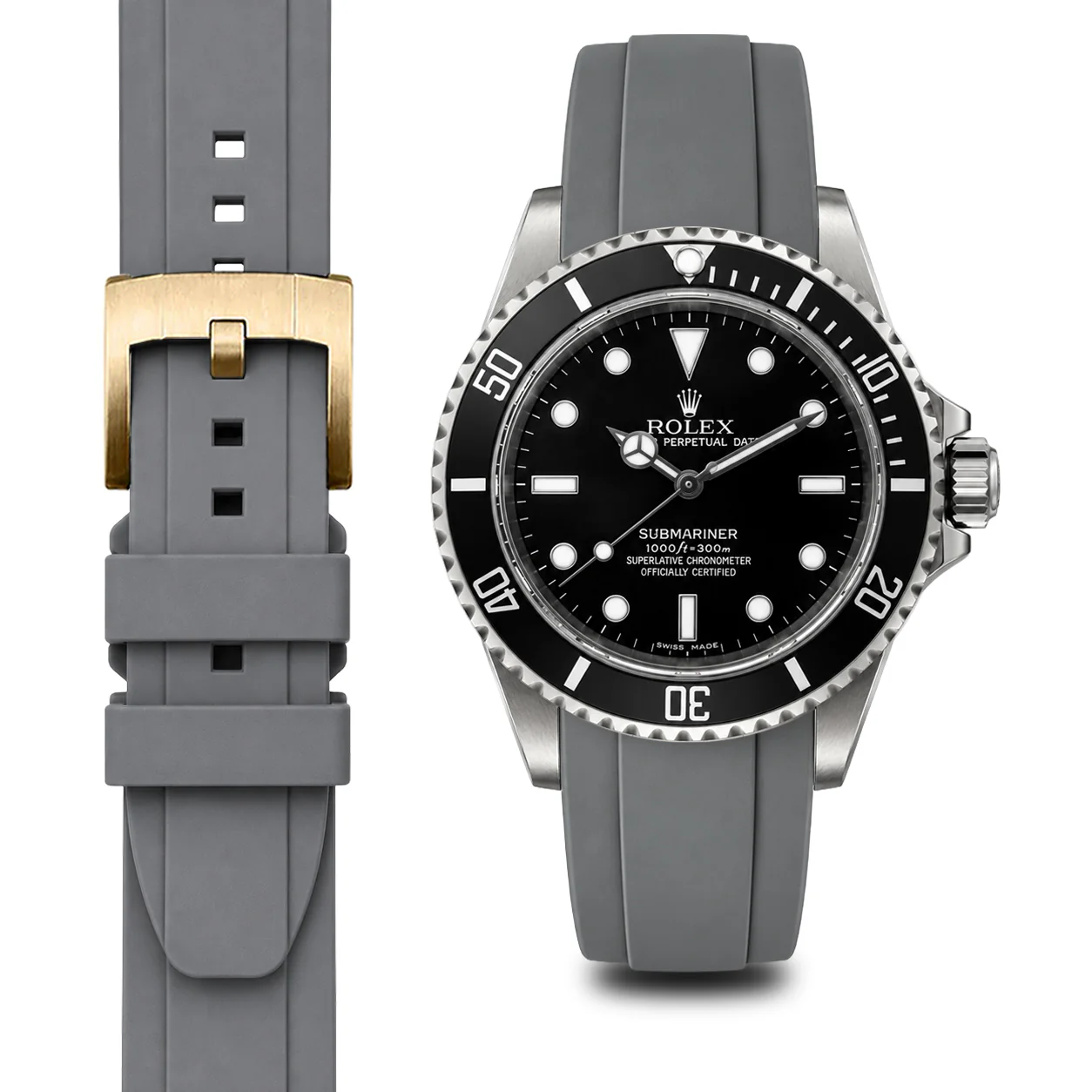 Curved End Rubber Strap for Rolex Submariner No-Date with Tang Buckle - Image 38