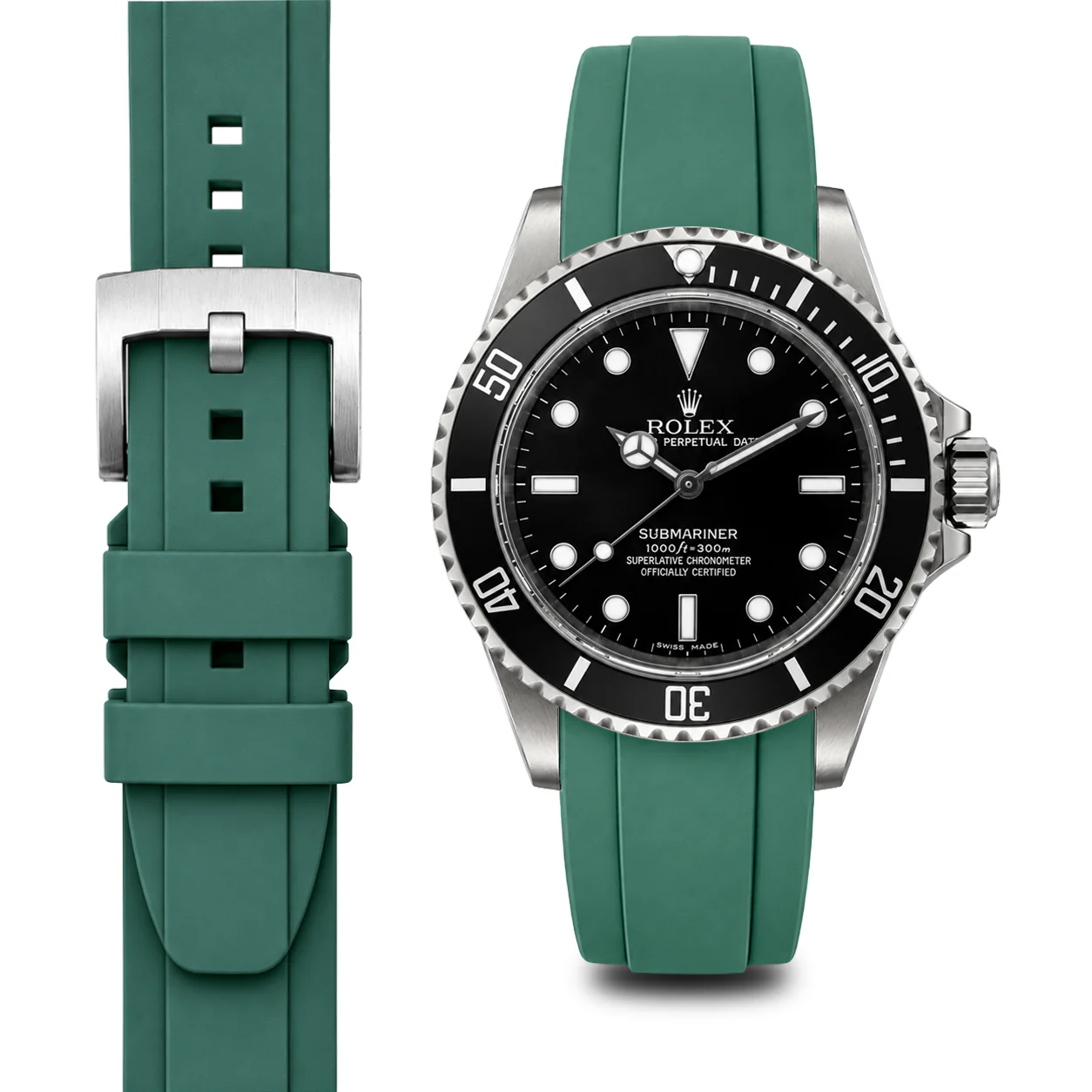 Curved End Rubber Strap for Rolex Submariner No-Date with Tang Buckle - Image 43