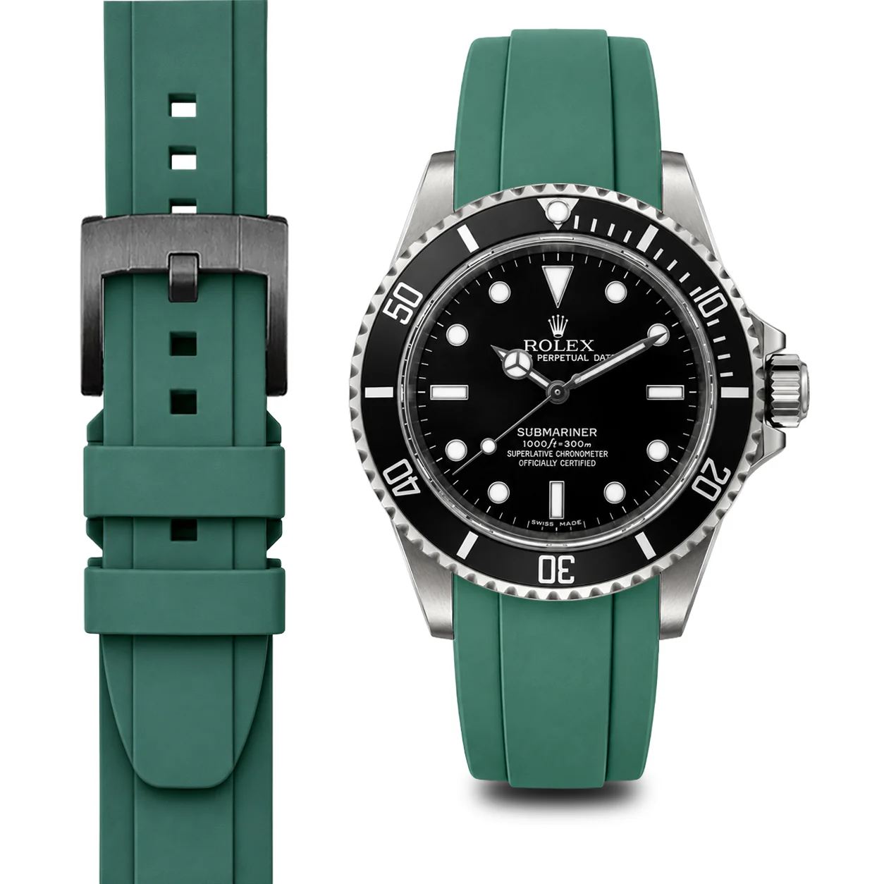 Curved End Rubber Strap for Rolex Submariner No-Date with Tang Buckle - Image 48