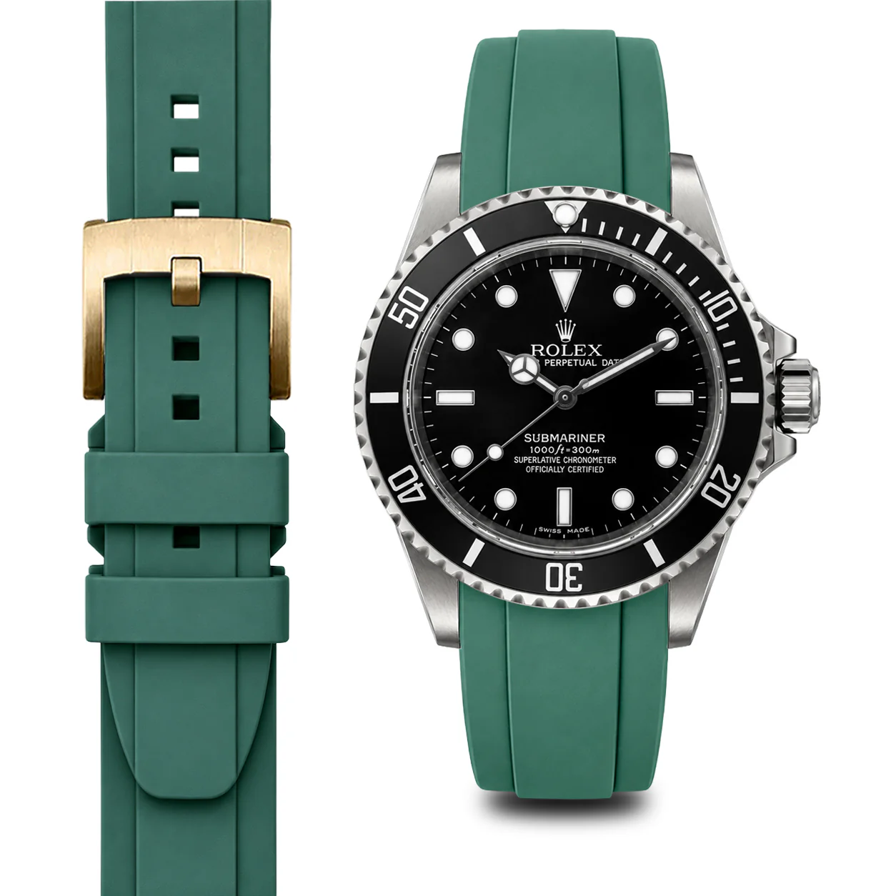 Curved End Rubber Strap for Rolex Submariner No-Date with Tang Buckle - Image 52