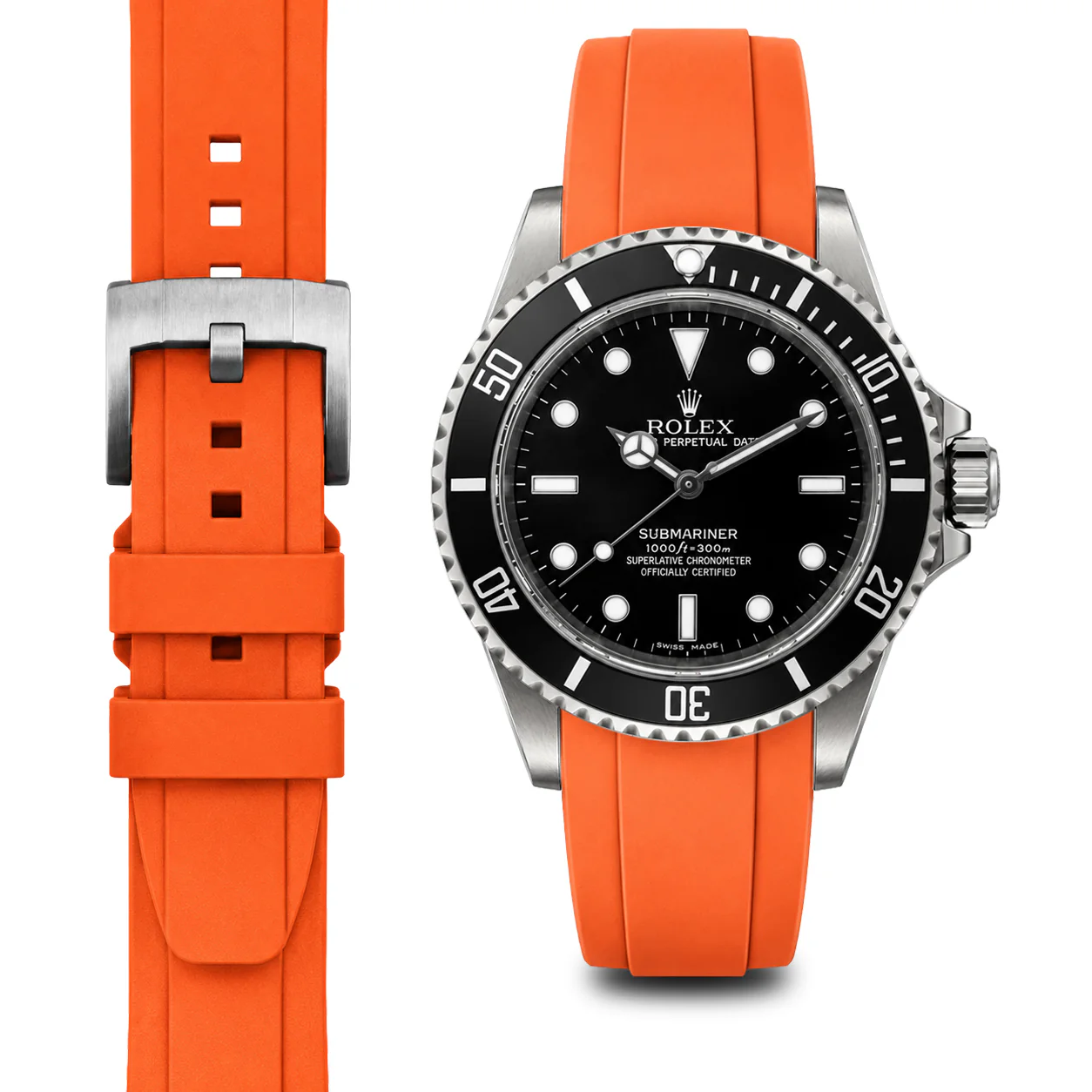 Curved End Rubber Strap for Rolex Submariner No-Date with Tang Buckle - Image 57