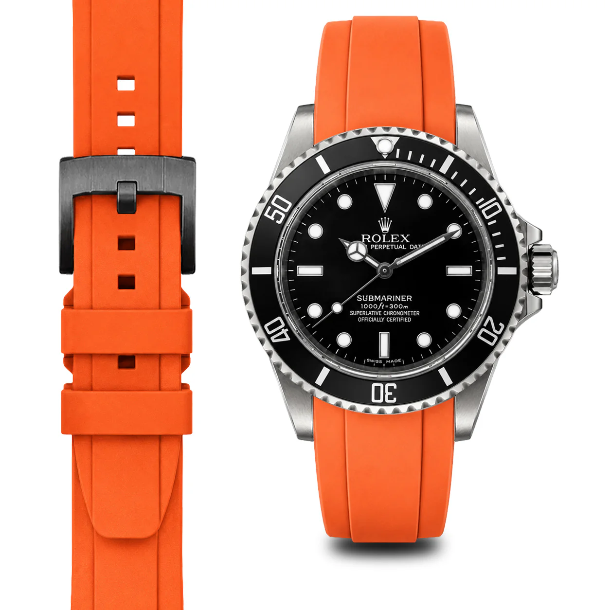 Curved End Rubber Strap for Rolex Submariner No-Date with Tang Buckle - Image 62