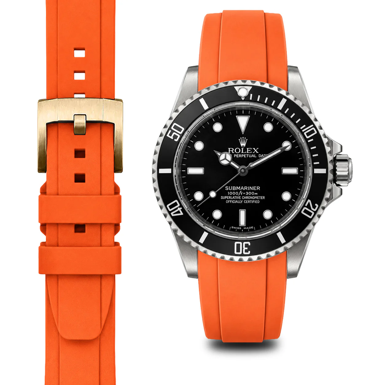 Curved End Rubber Strap for Rolex Submariner No-Date with Tang Buckle - Image 66