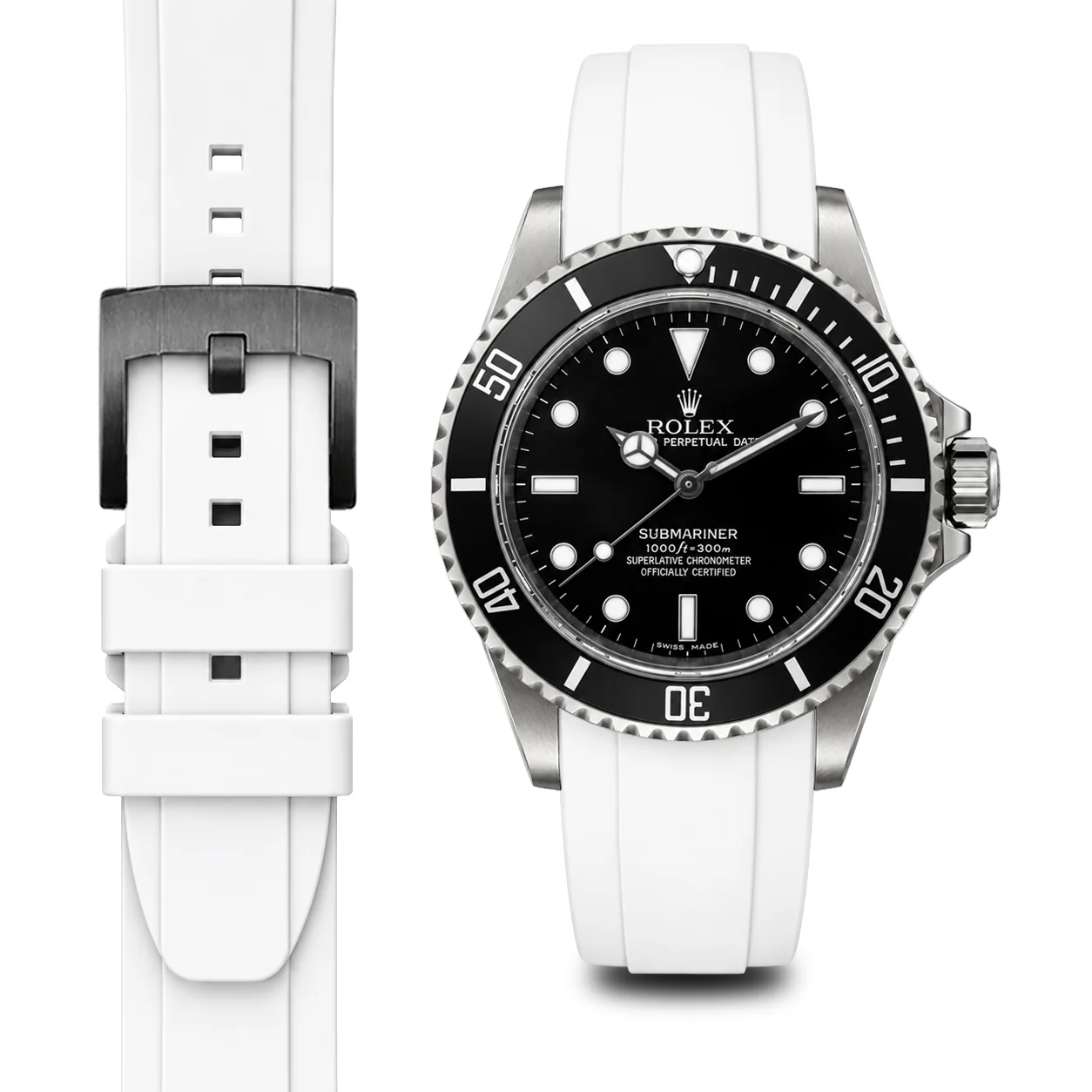 Curved End Rubber Strap for Rolex Submariner No-Date with Tang Buckle - Image 76