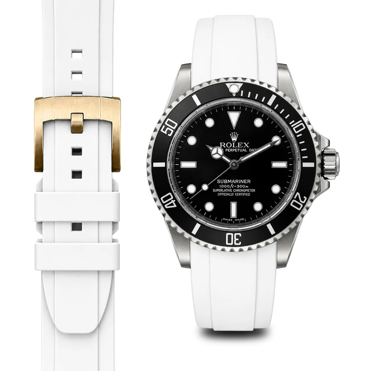 Curved End Rubber Strap for Rolex Submariner No-Date with Tang Buckle - Image 82