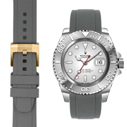 Curved End Rubber Strap for Rolex Yacht-Master with Tang Buckle - Image 38