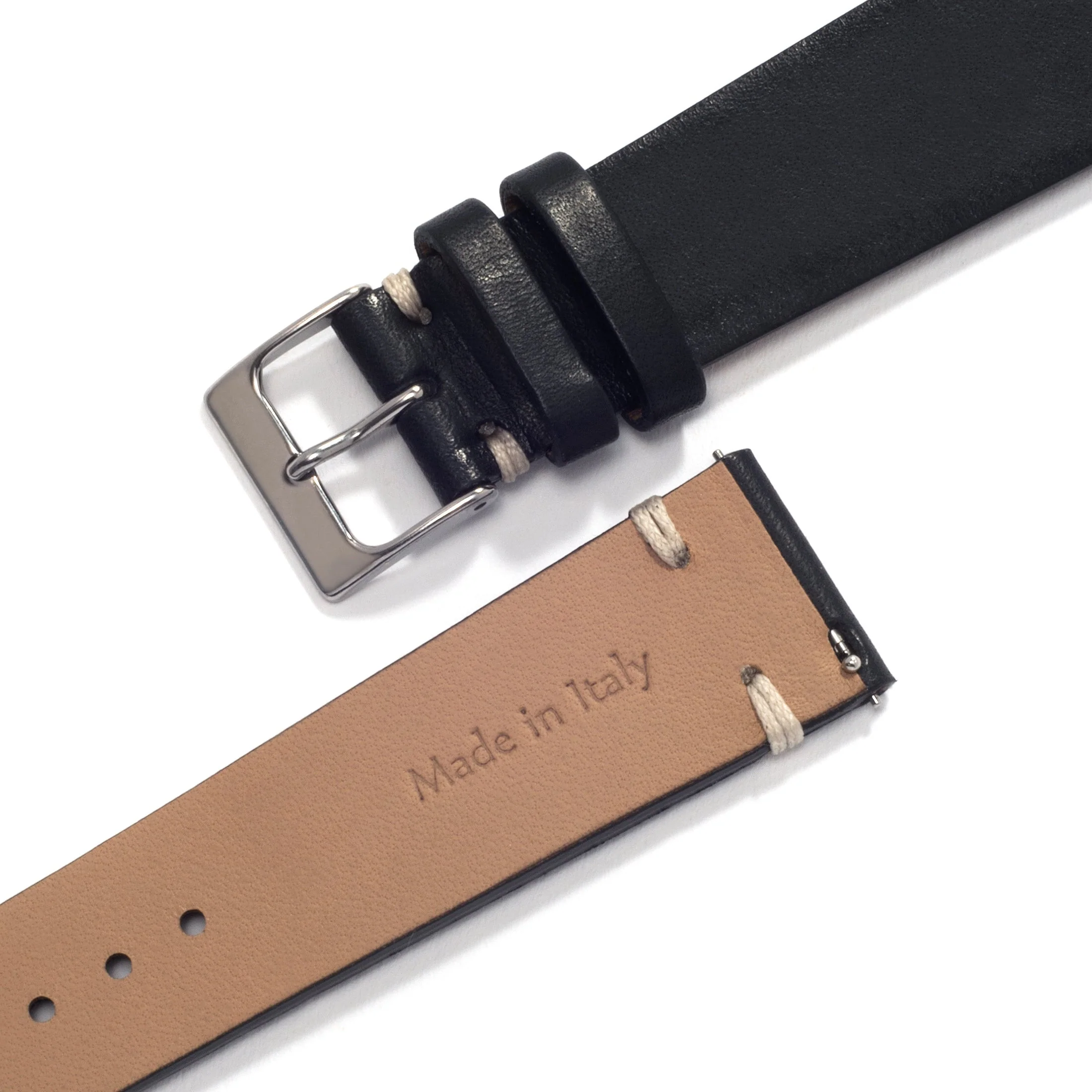 Universal Leather Watch Strap — Black Vintage - Image 3
