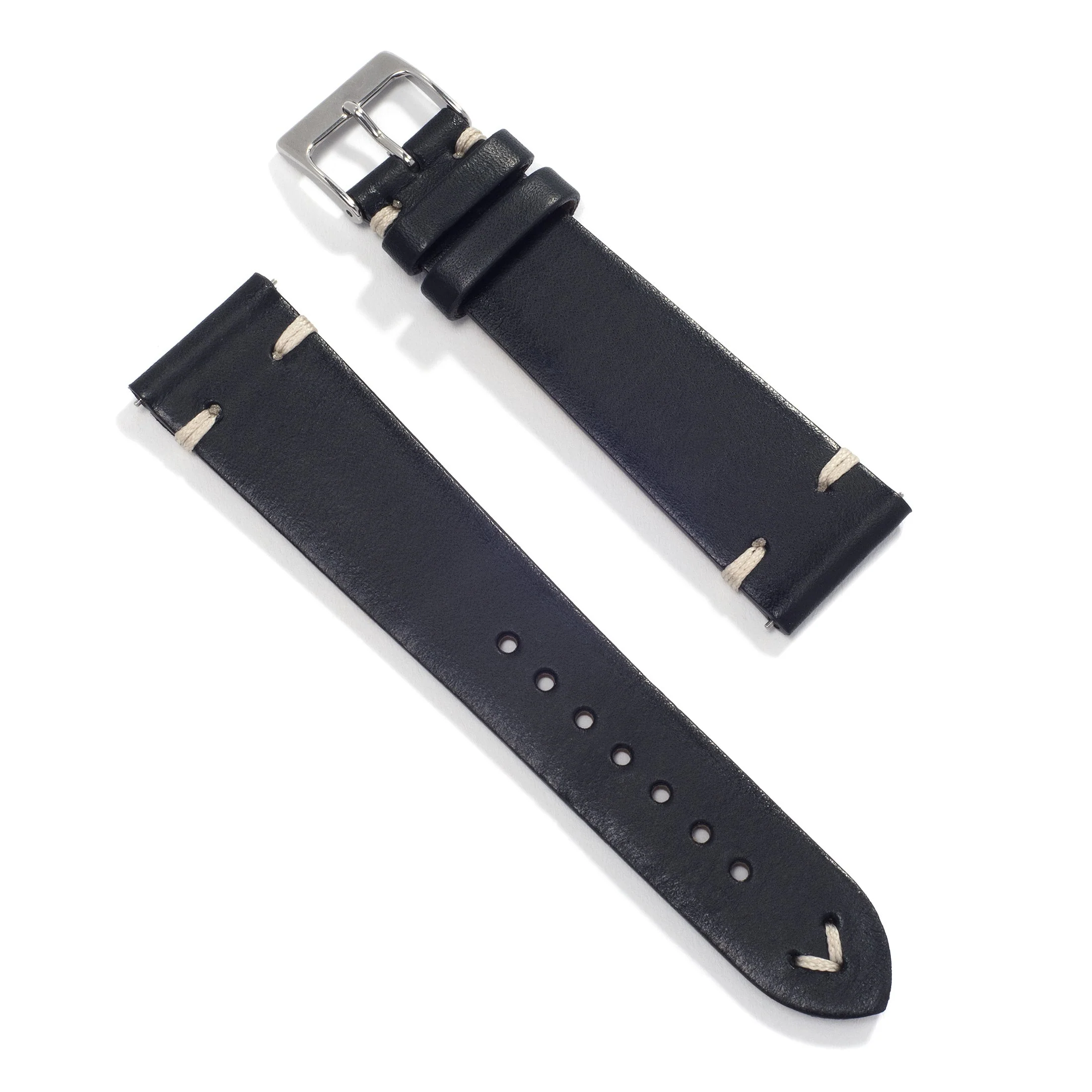 Universal Leather Watch Strap — Black Vintage - Image 4